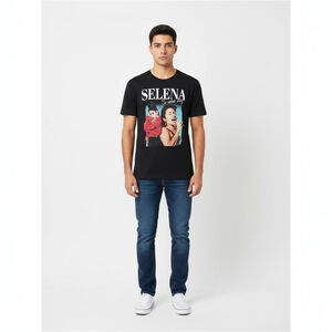 Men's Official Selena Merchandise Black Graphic Tee XXL